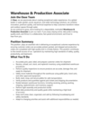 Warehouse & Production Associate