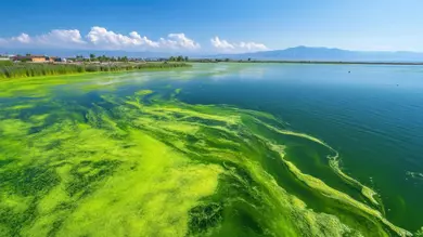 Thick, vibrant green algae bloom forming colorful streaks on the surface of a large lake under a clear blue sky, representing environmental concerns, perfect for showcasing ecological issues.
Vibrant green algae bloom creates colorful streaks on the surface of a large lake under a clear blue sky
algae, bloom, water, green, nature, lake, pollution, environment, ecosystem, toxic, surface, streaks, vibrant, colors, sky, clouds, blue, landscape, scenic, outdoor, growth, microorganism, aquatic, natural, beauty, earth, planet, harmful, mass, disturbance, impact, weather, daylight, summer, season, pattern, swirls, organic, texture, visual, abnormal, contamination, waterway, hydro, biology, cyanobacteria, vegetation, calm, algae, bloom, water, green, nature, lake, pollution, environment, ecosystem, toxic, surface, streaks, vibrant, colors, sky, clouds, blue, landscape, scenic, outdoor, growth, microorganism, aquatic, natural, beauty, earth, planet, harmful, mass, disturbance, impact, weather, daylight, summer, season, pattern, swirls, organic, texture, visual, abnormal, contamination, waterway, hydro, biology, cyanobacteria, vegetation, calm
Algae