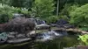 Stills from landscaper testimonial videos from Australia, showing waterfall feature at outside location